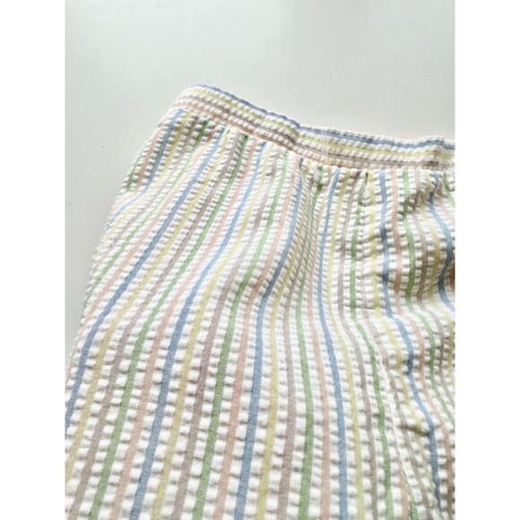 Vintage Girls' Pastel Striped Cotton Seersucker Scalloped Shorts, Size S (6-7) - Picture 5 of 10